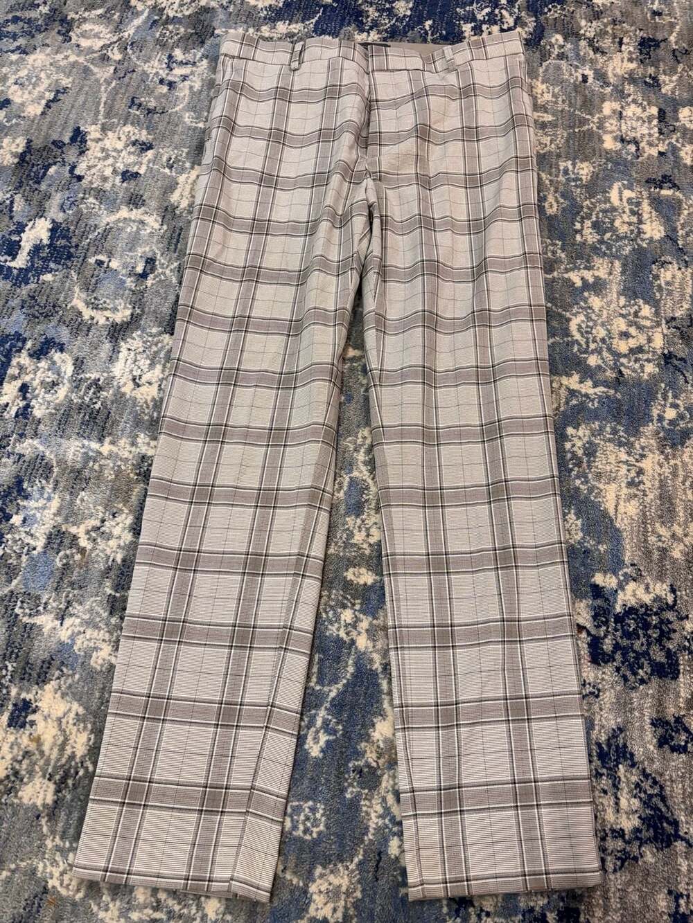 H&M Slim Fit Plaid Dress Pants Size 34 Gray
